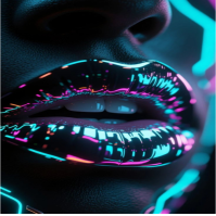 Neon Glow Lips Cyberpunk design Instagram-opslag template