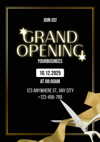 Neon Gold Grand Opening Ads A4 template