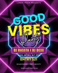 Neon Good Vibes Party  Instagram Portrait template