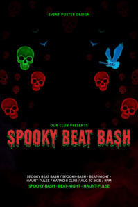Neon Gothic Spooky Beat Bash Concert Design Poster template