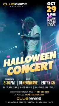 Neon Gradient Typographic Halloween Concert Instagram Portrait Video Flyer template