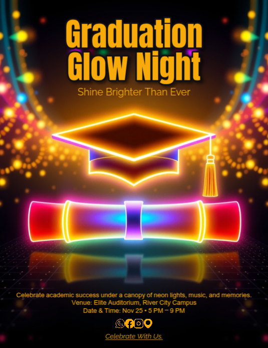 Neon Graduation Program Flyer Template | PosterMyWall