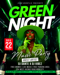 Neon Green Night Club Music Dj Costume Ladies Glow Party Event Advertisement Promotion Flyer Templat Instagram Portrait template