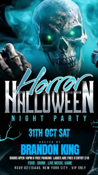 Neon Halloween Horror Night Club Party Facebook Story template