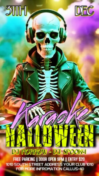 Neon Halloween Karaoke Night Party Flyer Digital Display (9:16) template