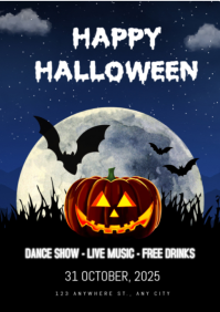 Neon Halloween Night Party Ad Flyer A2 template