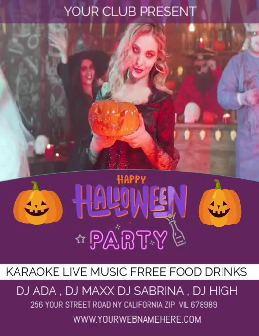 Neon Halloween Night Party Flyer (us Letter) template