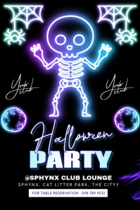 Neon Halloween Party Poster template