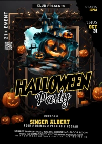 Neon Halloween Party Flyer A1 template