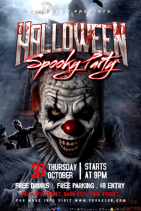 Neon Halloween Scary Night Party Poster template