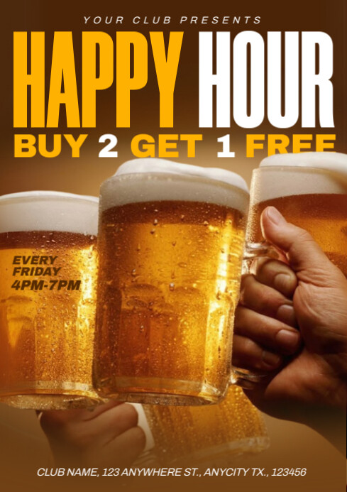 Neon Happy Hour A4 template