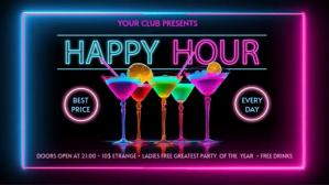 Neon Happy Hour Digital Display (16:9) template
