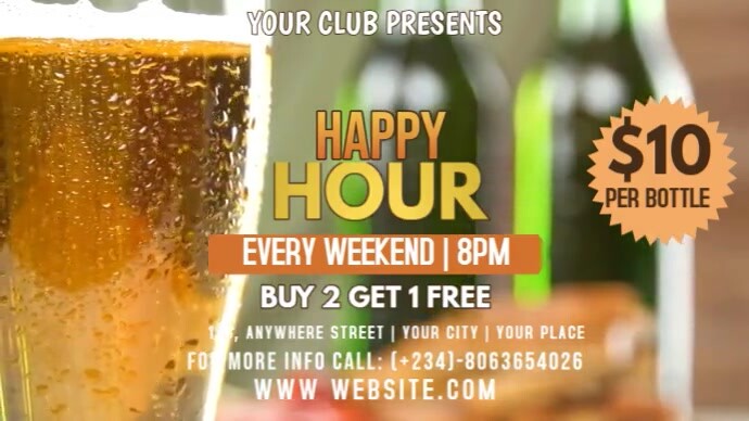 Neon Happy Hour  Youtube Thumbnail template