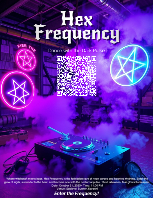 Copy of Neon Hex Rave Halloween Flyer Template | PosterMyWall