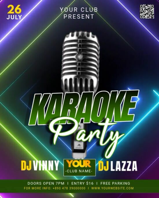 Neon Karaoke Party Instagram Portrait template