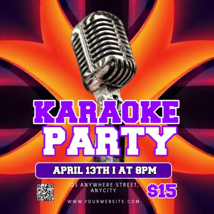 Neon Karaoke Party Persegi (1:1) template