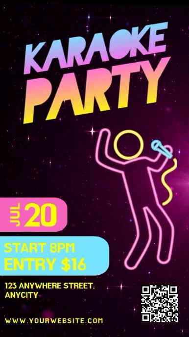 Neon Karaoke Party Reel Instagram Template PosterMyWall Neon Karaoke Party Reel Instagram Template PosterMyWall