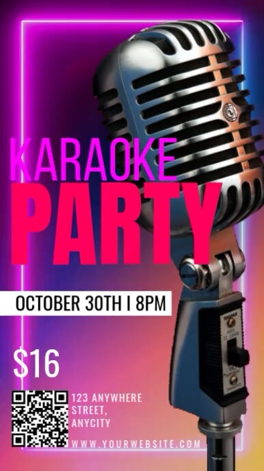 Neon Karaoke Party Reel Instagram Template PosterMyWall Neon Karaoke Party Reel Instagram Template PosterMyWall