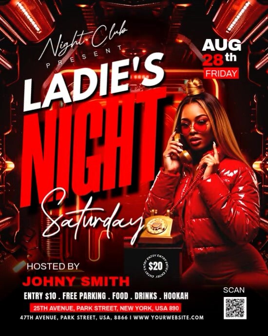 Neon  Ladie's Night Party  Instagram Portrait template