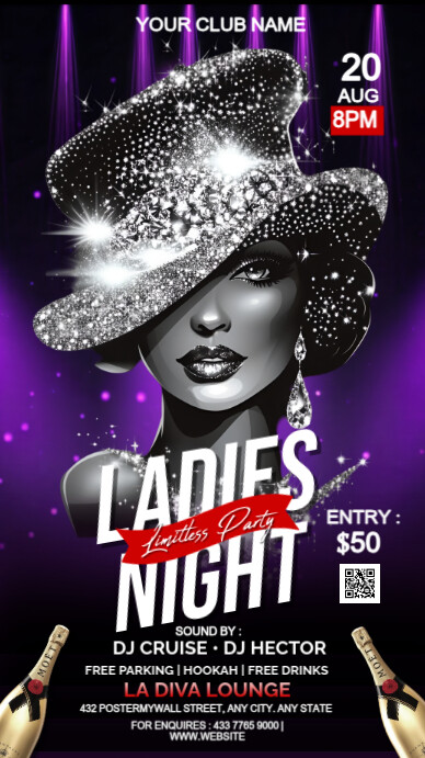 Neon Ladies Night Limitless Party  Instagram Story template