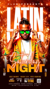 Neon Latin Night Club Event Instagram Reel Video template