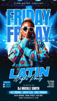 Neon Latin Night Party Instagram Story Video template