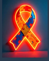 Neon Light It Up Blue - Autism Awareness Poster Instagram Portrait template