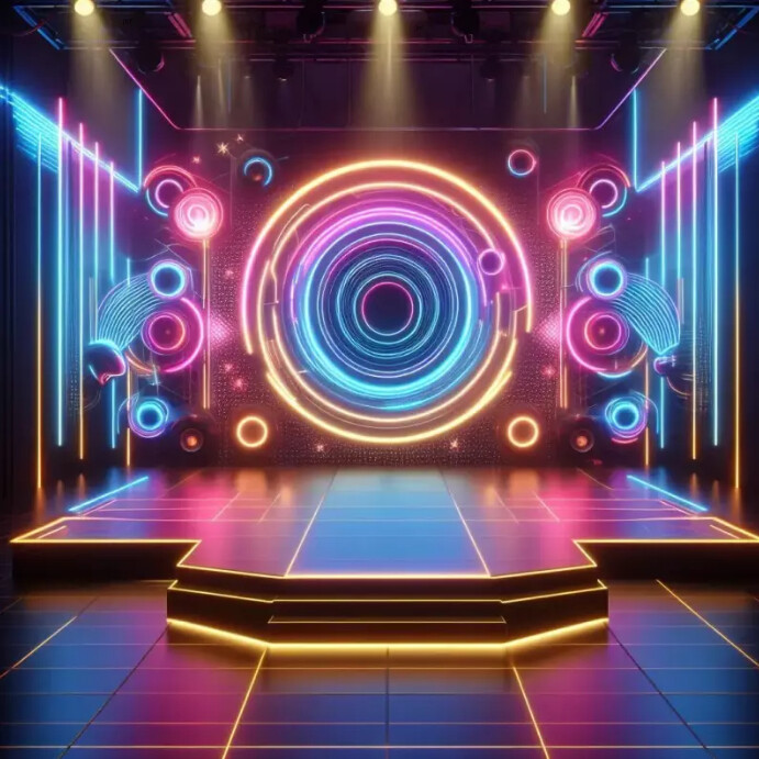 Controllable Led Lights Stage Background Neon light stage background template | PosterMyWall