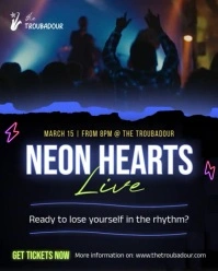 Neon Live Music Concert Flyer Video Instagram Portrait template