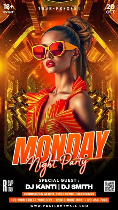 Neon Monday Night Party Instagram Reel Template PosterMyWall Neon Monday Night Party Instagram Reel Template PosterMyWall