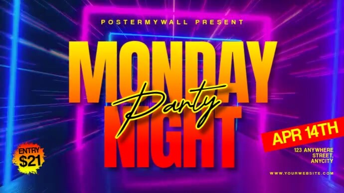 Neon Monday Night Party Pos Twitter template