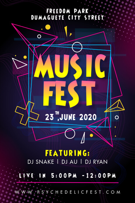 Neon Music Festival Elektronische Konzertplakat Vorlage Postermywall