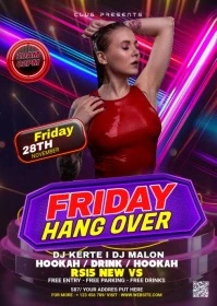 Neon Neon Night Club Flyer A6 template