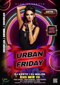Neon Night Club Flyer A6 template
