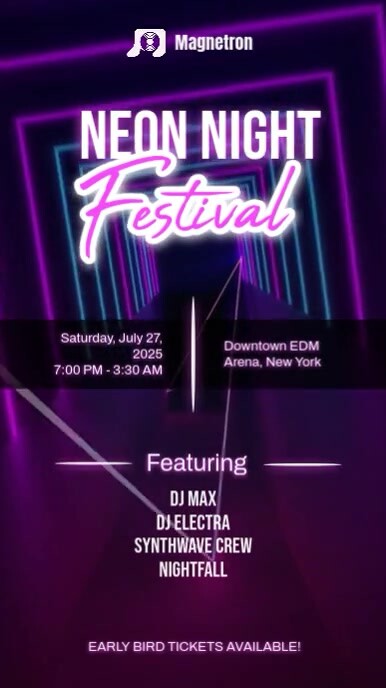 Neon Night Festival Flyer Reel do Instagram template