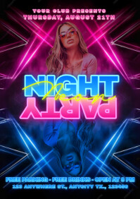 Neon Night Party A4 template