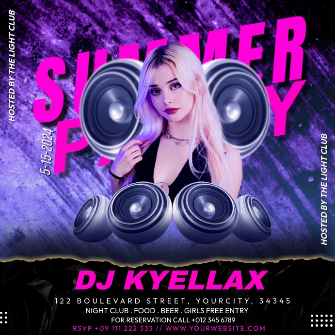 Neon Night Party Instagram Plasing template
