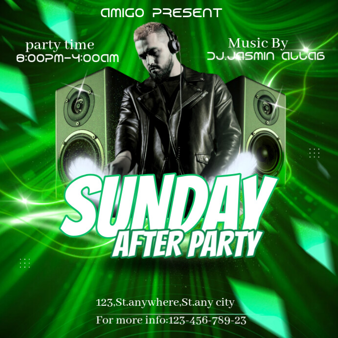 Neon Night Party Flyer  Instagram Post template