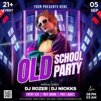 Neon Night Party Flyer Square (1:1) template