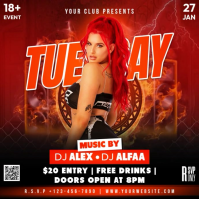 Neon Night Party Square (1:1) template