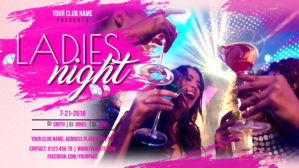 สีชมพู Ladies Night Event Digital Display Template