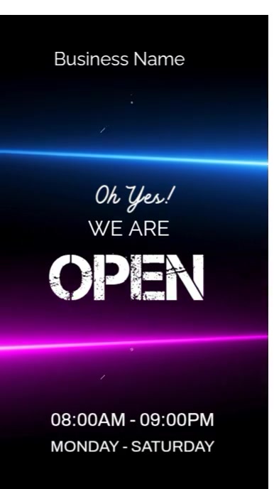 Neon Oh Yes We Are Open  Youtube Short template