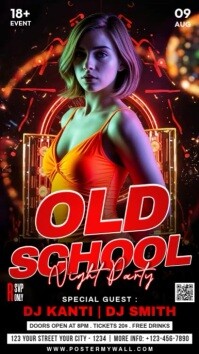 Neon Old School Night Party Instagram Reel template
