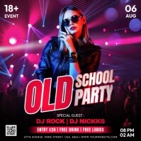 Neon Old School Night Party Square (1:1) template