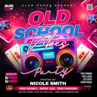 Neon Old School Party Instagram Post Video template