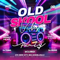 Neon Old School Vibes Party Instagram Post template