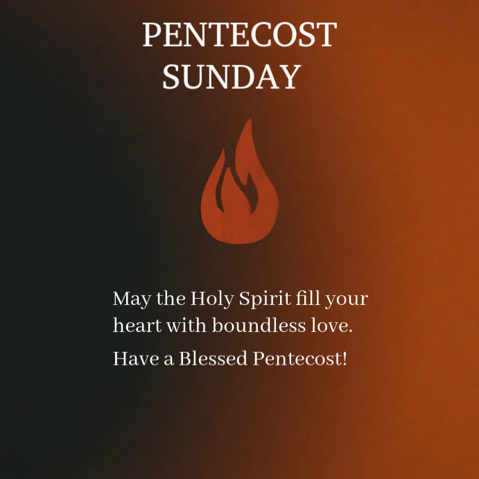 Neon Orange Black Textured Pentecost Flame  Instagram Post template