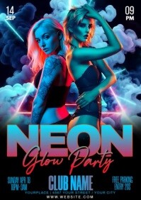 Preto Neon Glow Party A3 Template