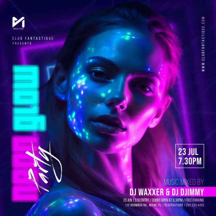 Neon Party Ad Template | PosterMyWall