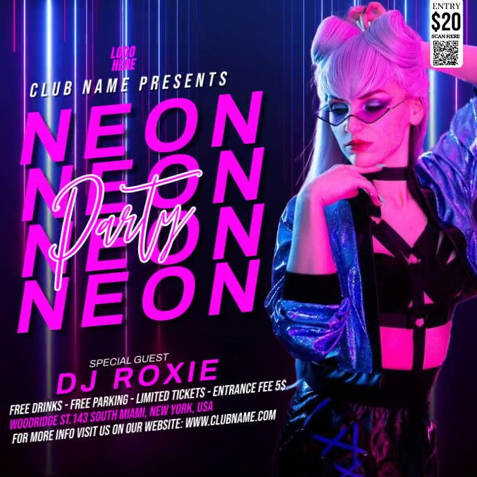 Neon Party Template PosterMyWall